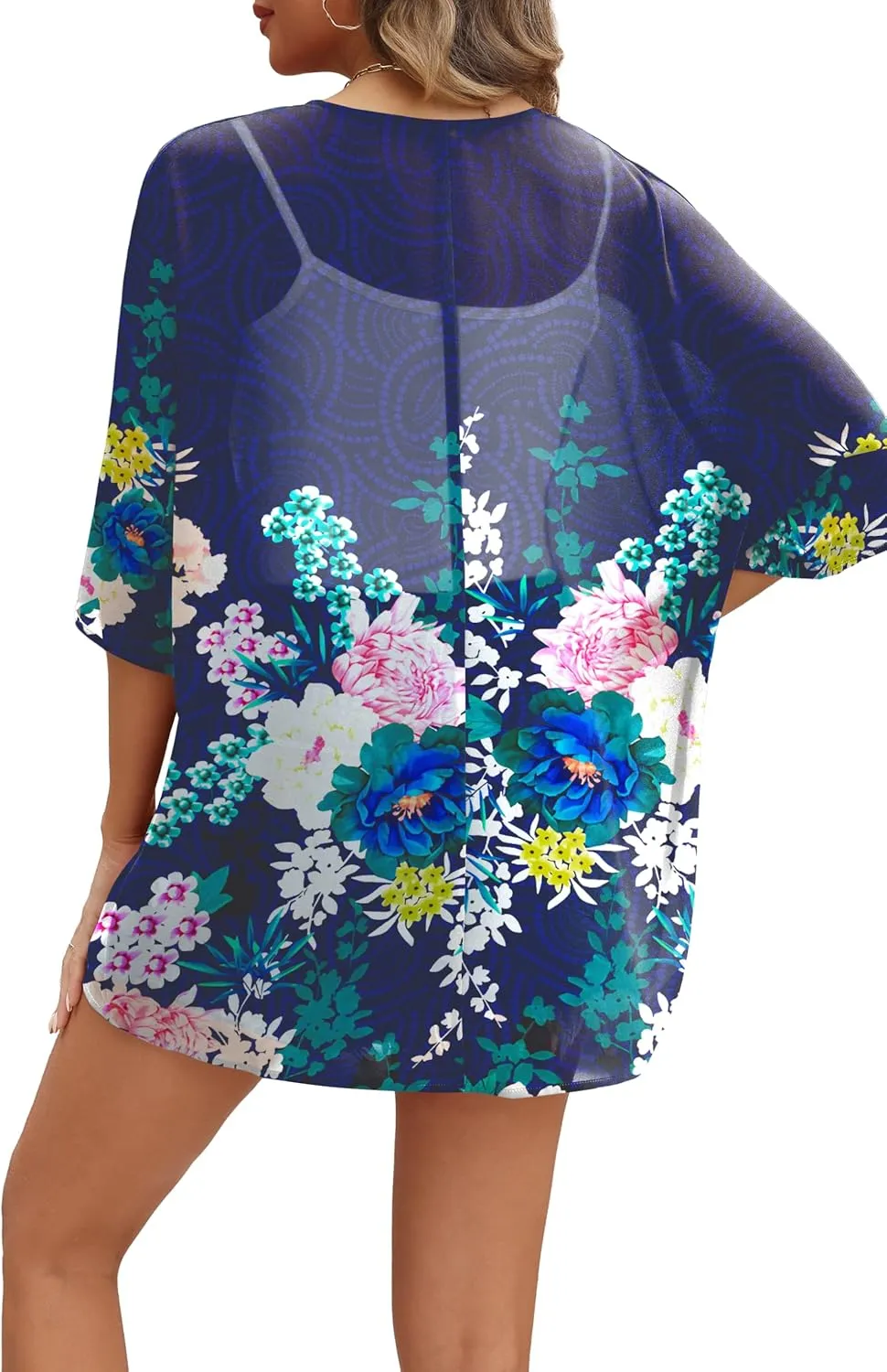 OFEEFAN Beach Cover Ups for Women 3/4 Length Sleeve Womens Tops Summer Cardigan Casual Blouses Loose Fit