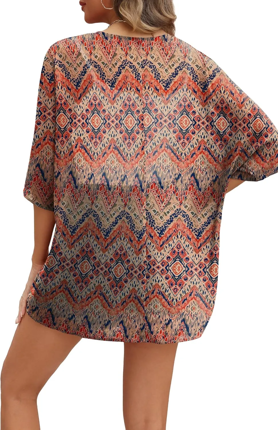 OFEEFAN Beach Cover Ups for Women 3/4 Length Sleeve Womens Tops Summer Cardigan Casual Blouses Loose Fit
