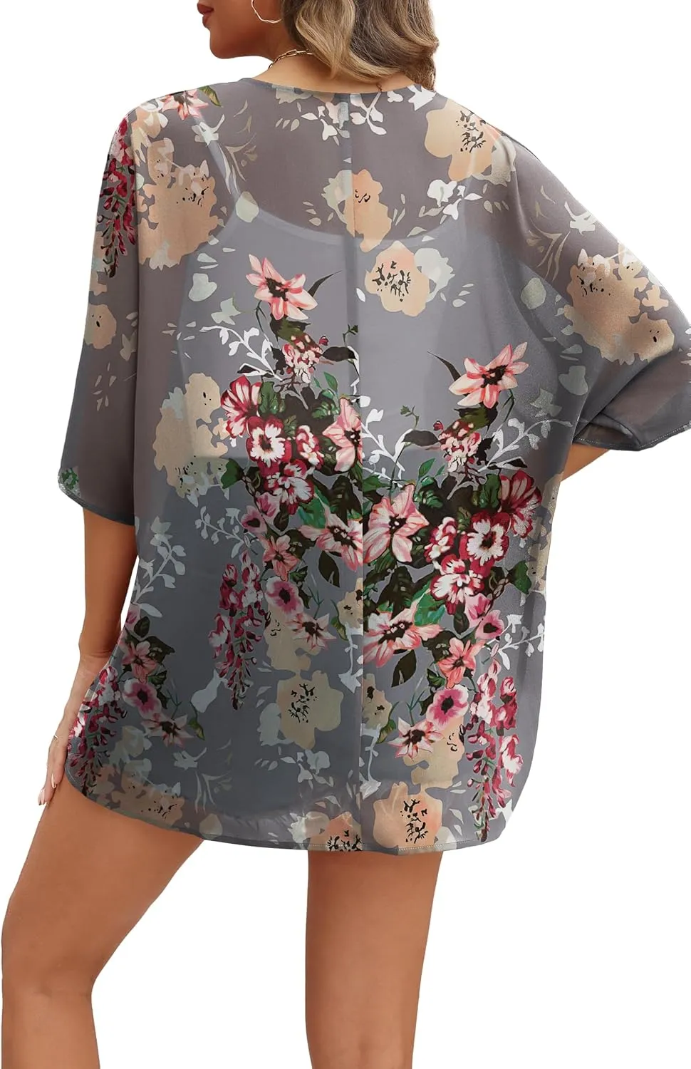 OFEEFAN Beach Cover Ups for Women 3/4 Length Sleeve Womens Tops Summer Cardigan Casual Blouses Loose Fit
