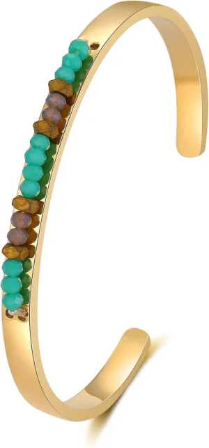 Open Gold Bracelets-Charm Beaded Cuff Bracelets-Adjustable Ankle Bracelets Jewelry Gifts for Women