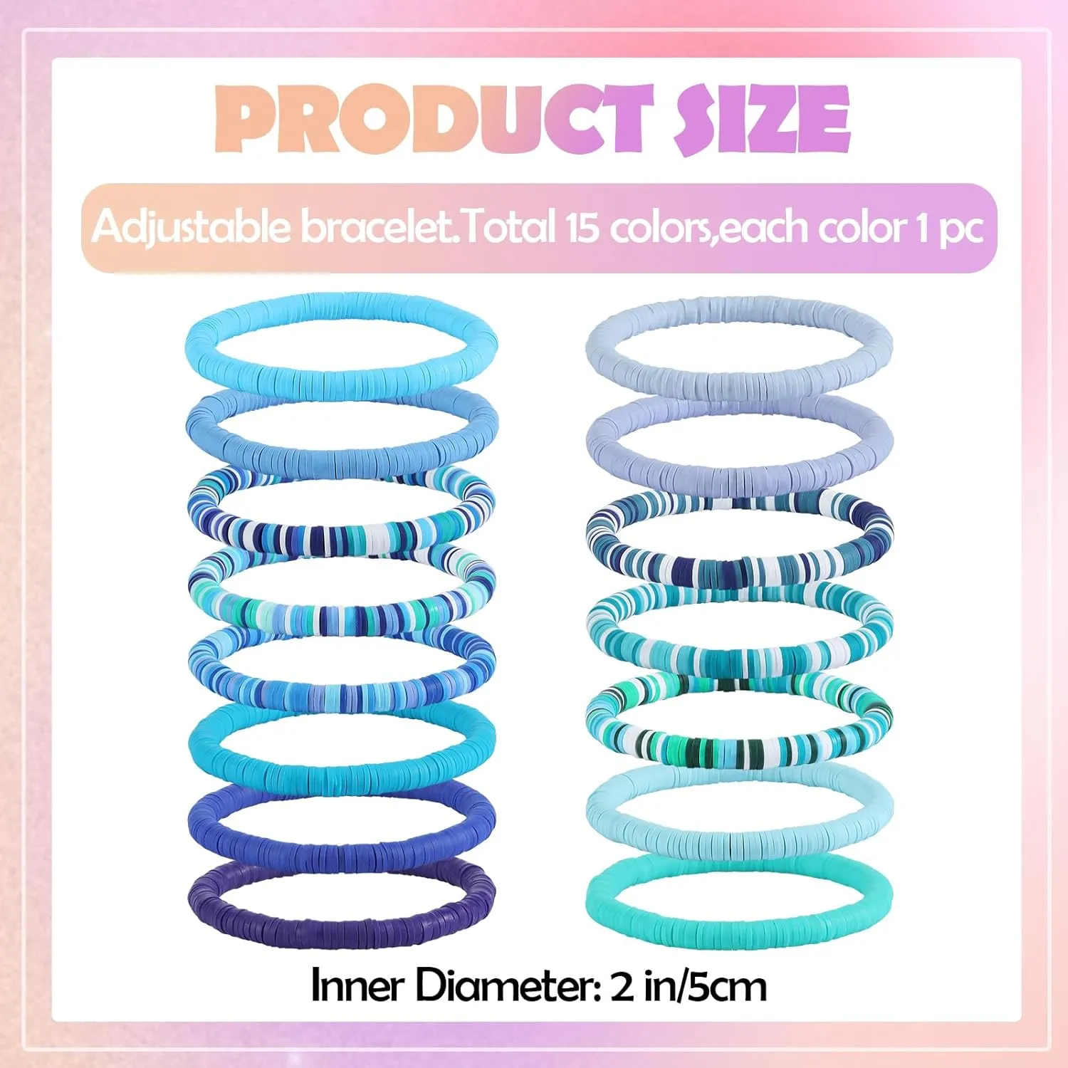 Ornaland 10/11/15 Pcs Friendship Bracelets Clay Bead Bracelets Heishi Bracelets Set Stackable Surfer Stretch Summer Beach Bracelets for Women