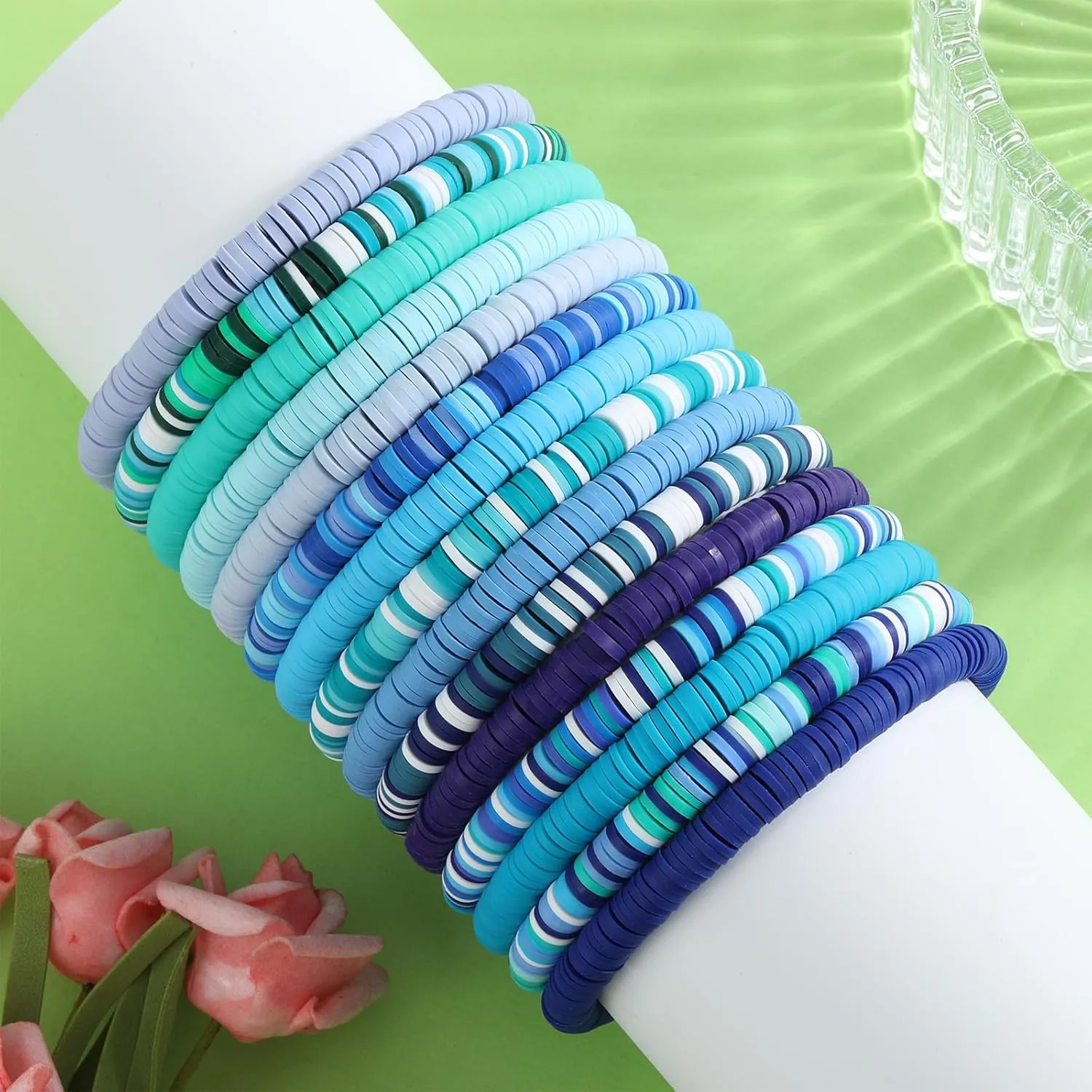 Ornaland 10/11/15 Pcs Friendship Bracelets Clay Bead Bracelets Heishi Bracelets Set Stackable Surfer Stretch Summer Beach Bracelets for Women