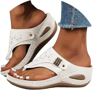 Orthopedic Sandals for Women Arch Support Slip On Flip Flops Comfortable Wedge Walking Thong Sandals Indoor Outdoor