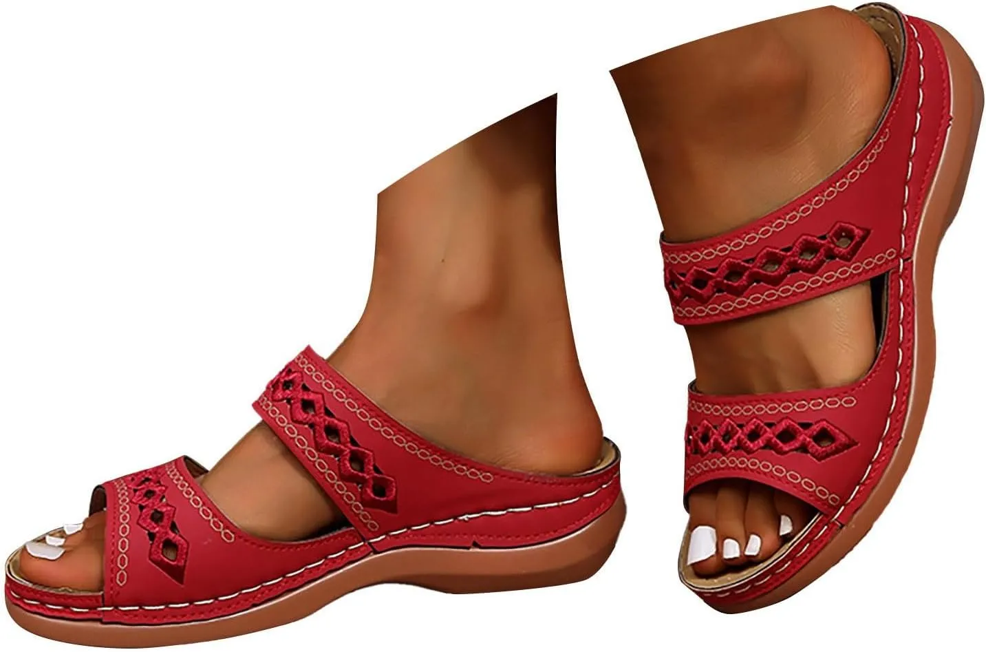 Orthopedic Sandals for Women Arch Support, Women Dressy Summer Wedges Slip On Comfortable Sandals Hollow Out Slides Sandal Boho Beach Sandal Casual Dress Shoes