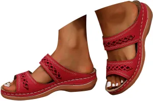 Orthopedic Sandals for Women Arch Support, Women Dressy Summer Wedges Slip On Comfortable Sandals Hollow Out Slides Sandal Boho Beach Sandal Casual Dress Shoes