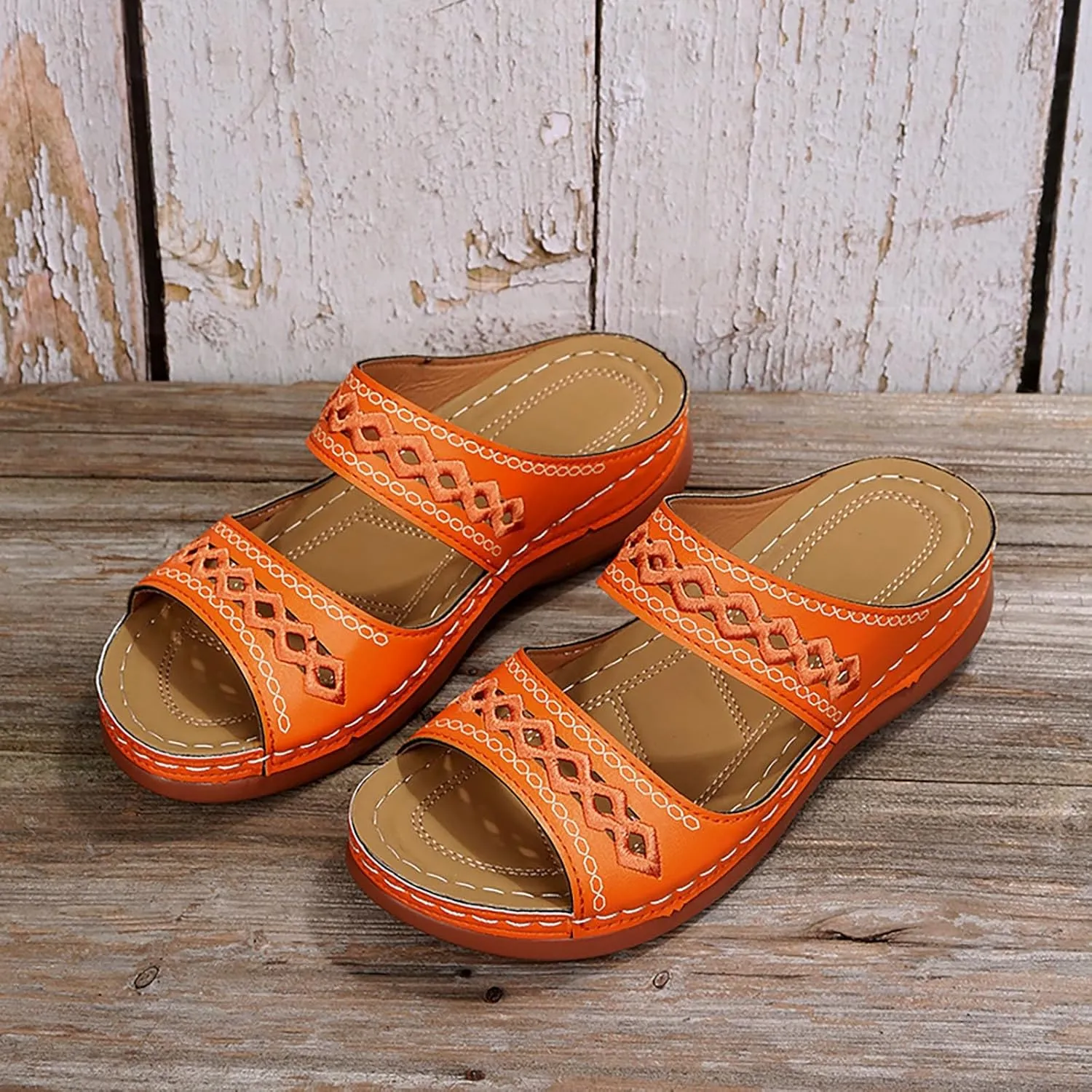 Orthopedic Sandals for Women Arch Support, Women Dressy Summer Wedges Slip On Comfortable Sandals Hollow Out Slides Sandal Boho Beach Sandal Casual Dress Shoes