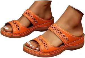 Orthopedic Sandals for Women Arch Support, Women Dressy Summer Wedges Slip On Comfortable Sandals Hollow Out Slides Sandal Boho Beach Sandal Casual Dress Shoes