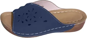 Orthopedic Sandals for Women Summer Hollow Out Wedge Sandals Fish Mouth Leather Platform Wedges, Open Toe Breathable Slippers Comfortable Slip on Walking Slippers