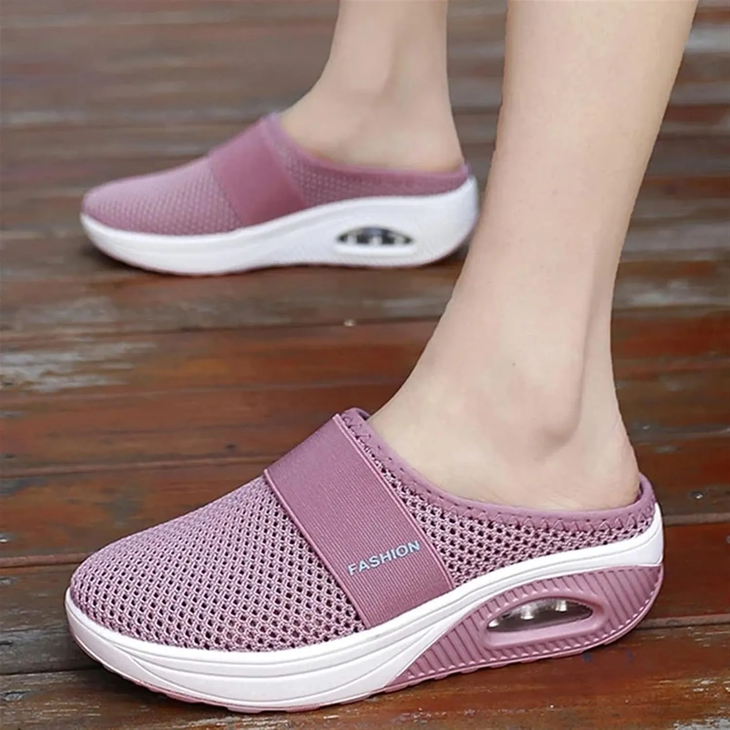 Orthopedic Shoes for Women Air Cushion Slip-on Diabetic Walking Shoes Closed Toe Slippers Breathable Wedge Platform Slipper with Arch Support