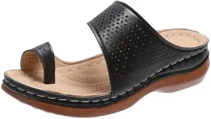 Orthopedic Wedge Sandals For Women Orthopedic Clip Toe Non Slip Slippers Fashion Vintage Cutout Slippers Beach Walking Shoes for Summer Outdoor Casual