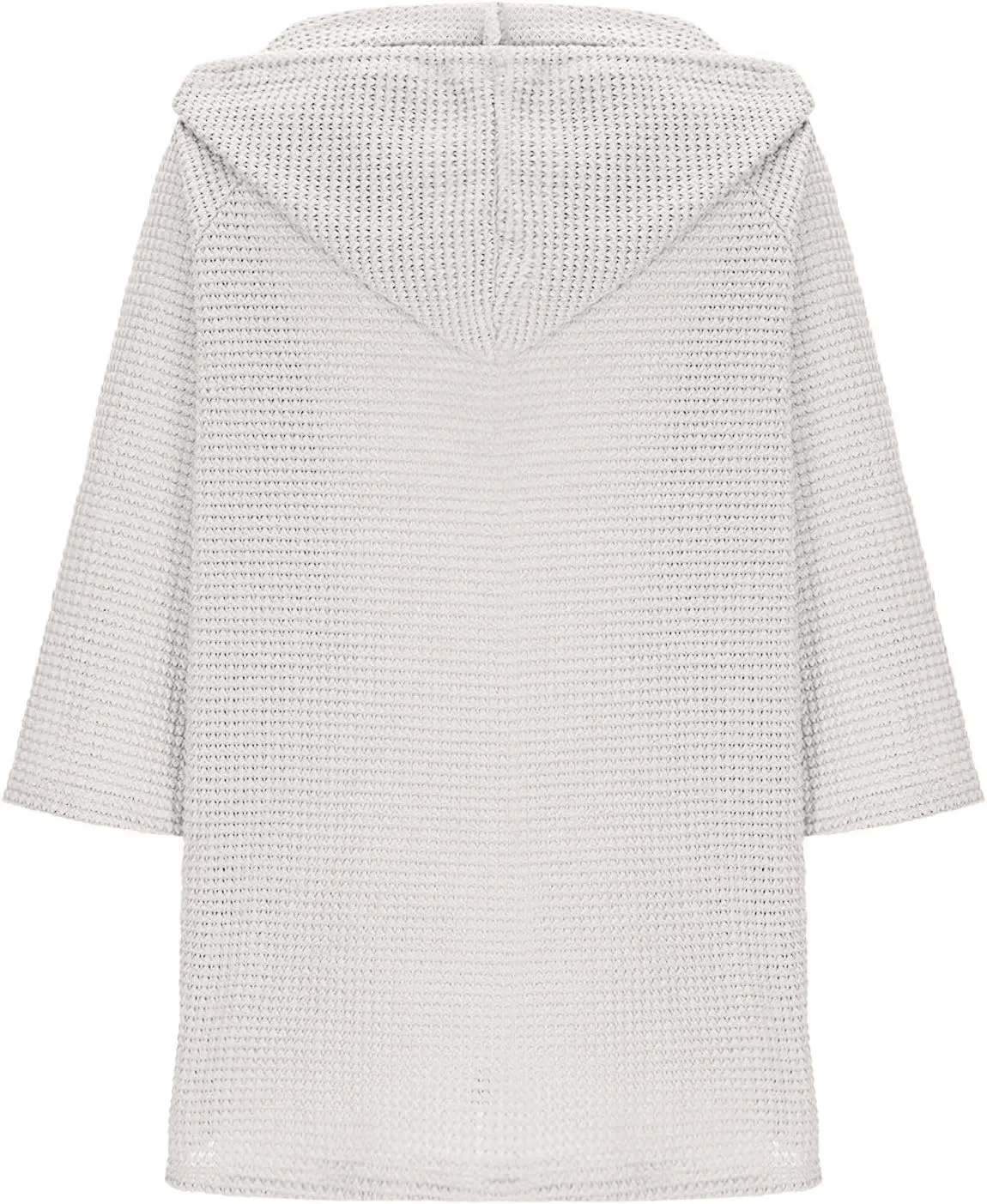 Oversized T Shirts for Women 3/4 Sleeve Waffle Button Down Tops Drawstring Hooded Henley V Neck Tshirts Cute Hoodies