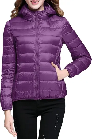 Packable Down Jacket Women Long | Crop Lightweight Full Zip Puffer Jackets Casual Warm Stand Collar Quilted Winter Coat
