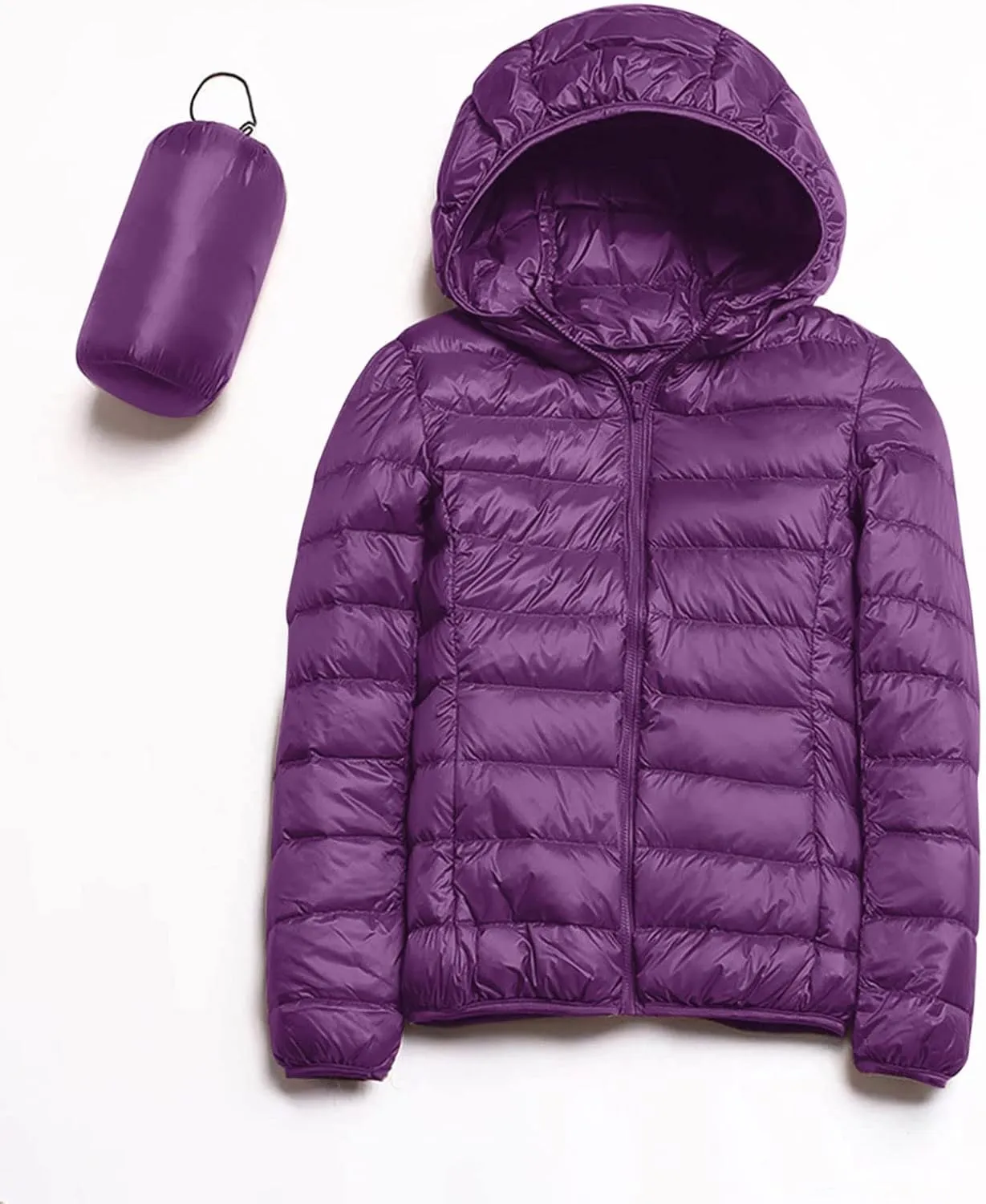 Packable Down Jacket Women Long | Crop Lightweight Full Zip Puffer Jackets Casual Warm Stand Collar Quilted Winter Coat