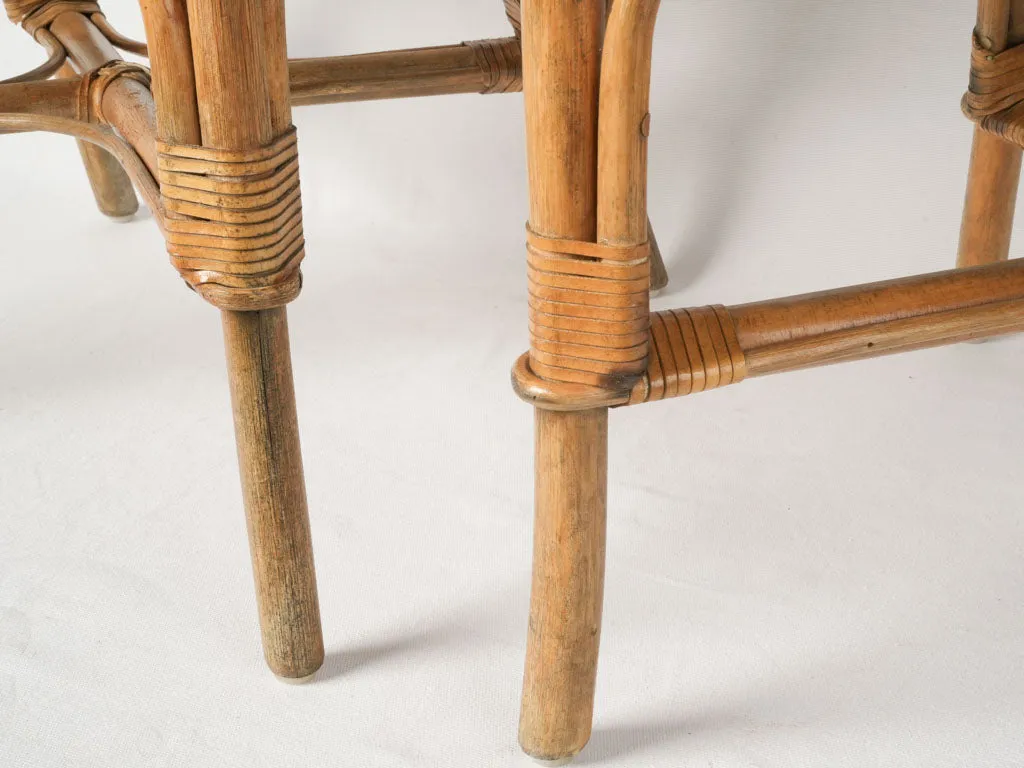Pair of European Rattan and Woven Leather Dining Armchairs, 1960s 33¾"