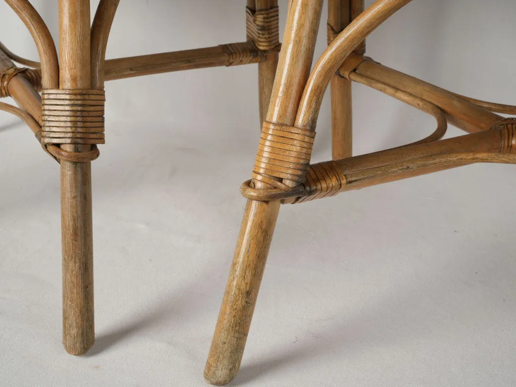 Pair of European Rattan and Woven Leather Dining Armchairs, 1960s 33¾"