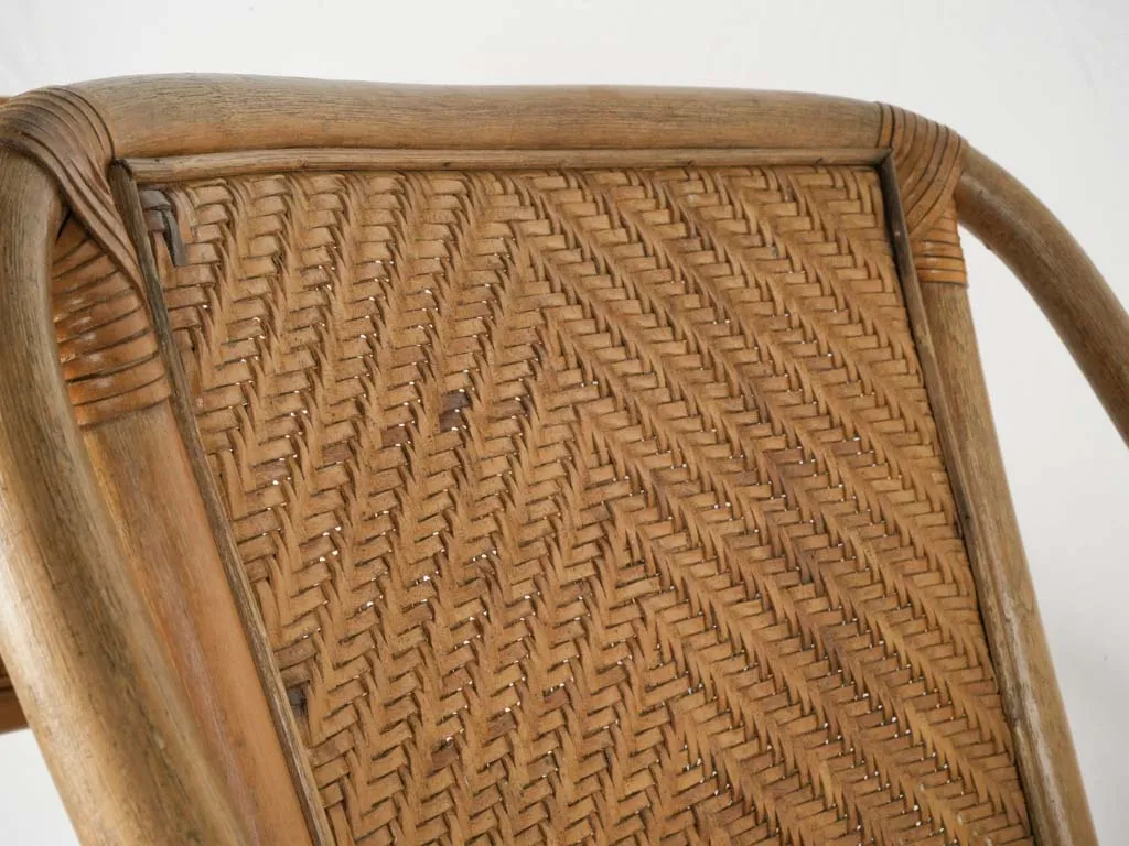 Pair of European Rattan and Woven Leather Dining Armchairs, 1960s 33¾"