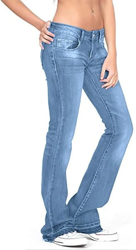 Pants Mid Denim Womens Pants Trousers Casual Waisted Lace Jeans Up Women's Jeans Pants Jeans for Women Trendy Plus