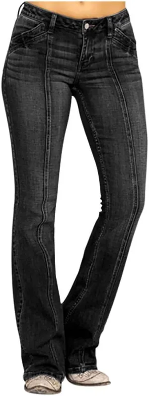 Pants Mid Denim Womens Pants Trousers Casual Waisted Lace Jeans Up Women's Jeans Pants Jeans for Women Trendy Plus
