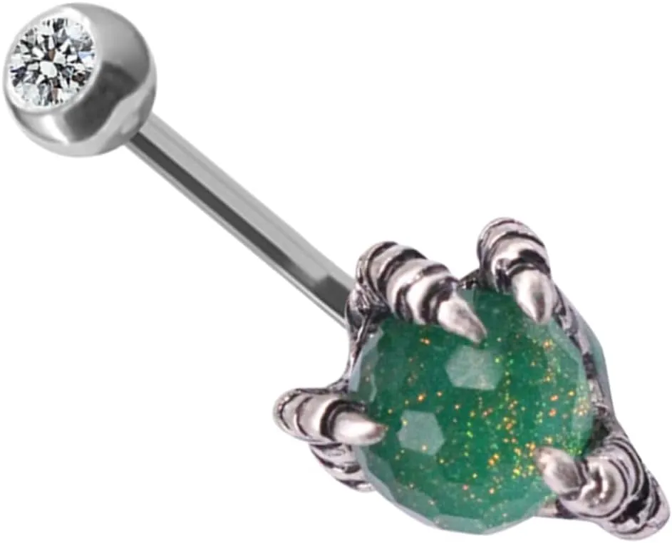 PartyKindom Claw Charm Belly Button Ring for Women Stainless Steel Dangly Belly Piercing Jewelry Navel Accessory Comfortable Wear for Summer Styles and Bikinis
