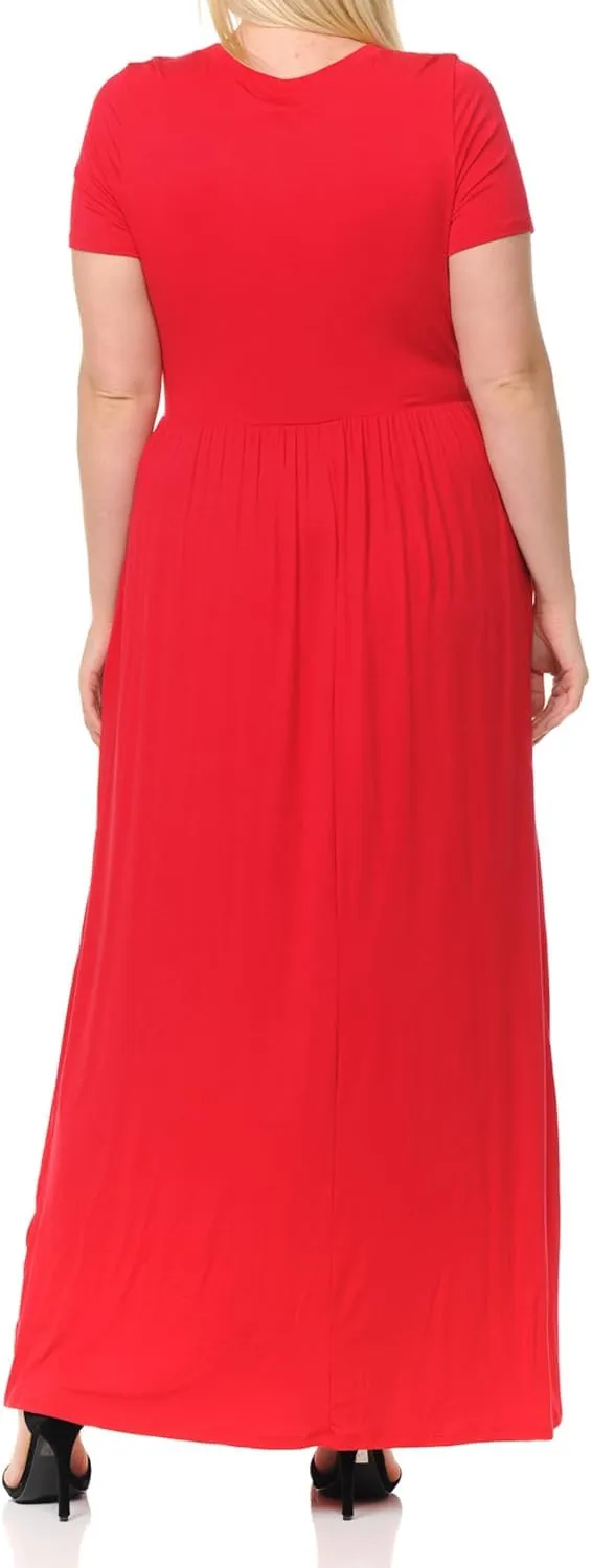 Pastel by Vivienne Women's Short Sleeve Maxi Dress with Pockets in Plus Size