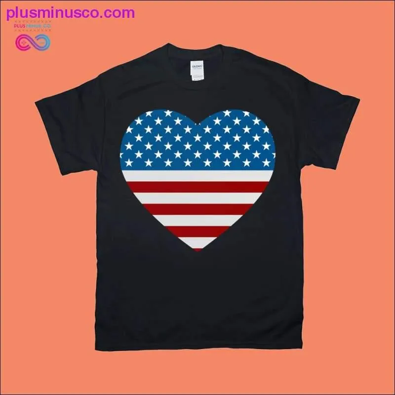 Patriotic Heart American Flag T-Shirts