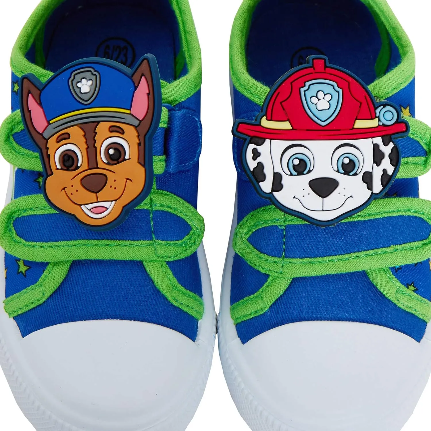 Paw Patrol Boys Canvas Pumps Kids 3D Badges of Chase and Marshall Easy Fasten Summer Trainers Plimsolls