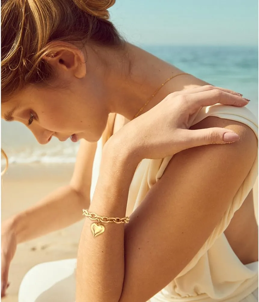 Pearl Bracelets For Women Gold Plated Chain Link Bracelets Bow Heart Charm Bracelets