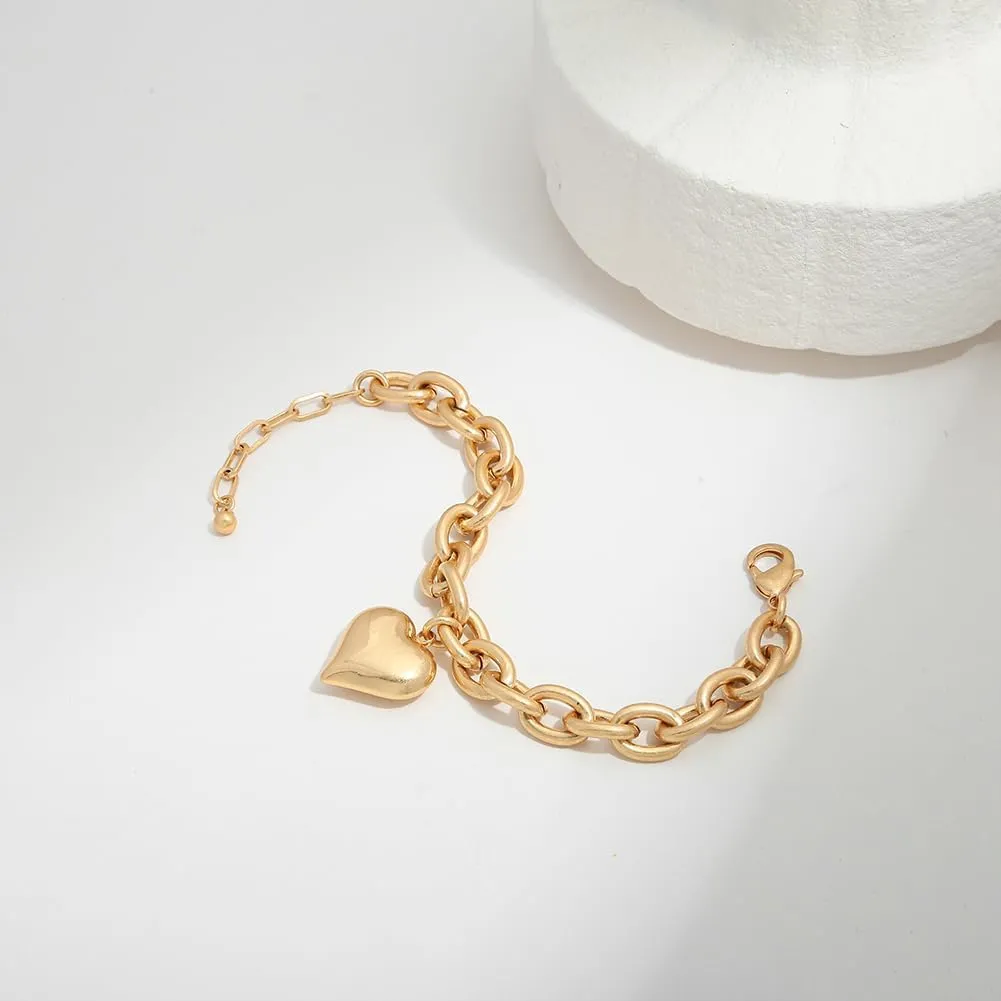 Pearl Bracelets For Women Gold Plated Chain Link Bracelets Bow Heart Charm Bracelets