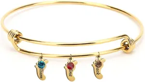 Personalized Bithstone Bracelets with Names for Mom Grandma Mother Bracelets for Women Gold Multi Initial Bracelets Custom Name Bracelets for Mother's Day