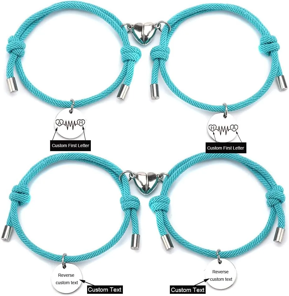 Personalized Couples Bracelets Custom Initial Bracelets for Couples Relationship Promise Bracelets for Him and Her Matching Best Friend Bracelets for 2