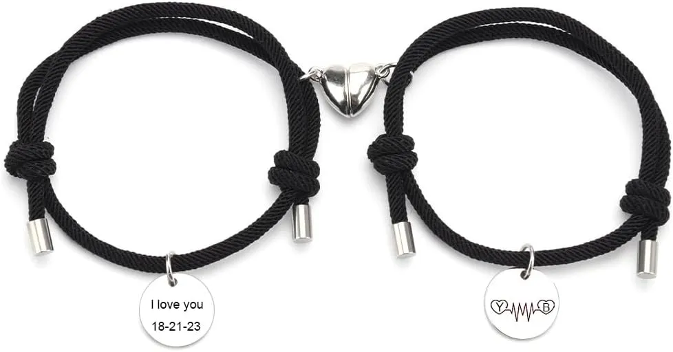 Personalized Couples Bracelets Custom Initial Bracelets for Couples Relationship Promise Bracelets for Him and Her Matching Best Friend Bracelets for 2