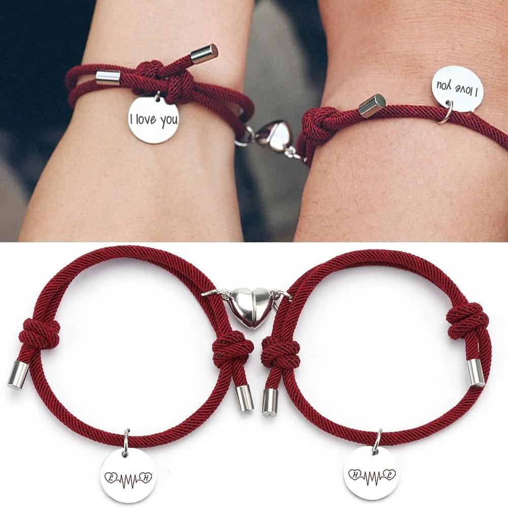 Personalized Couples Bracelets Custom Initial Bracelets for Couples Relationship Promise Bracelets for Him and Her Matching Best Friend Bracelets for 2