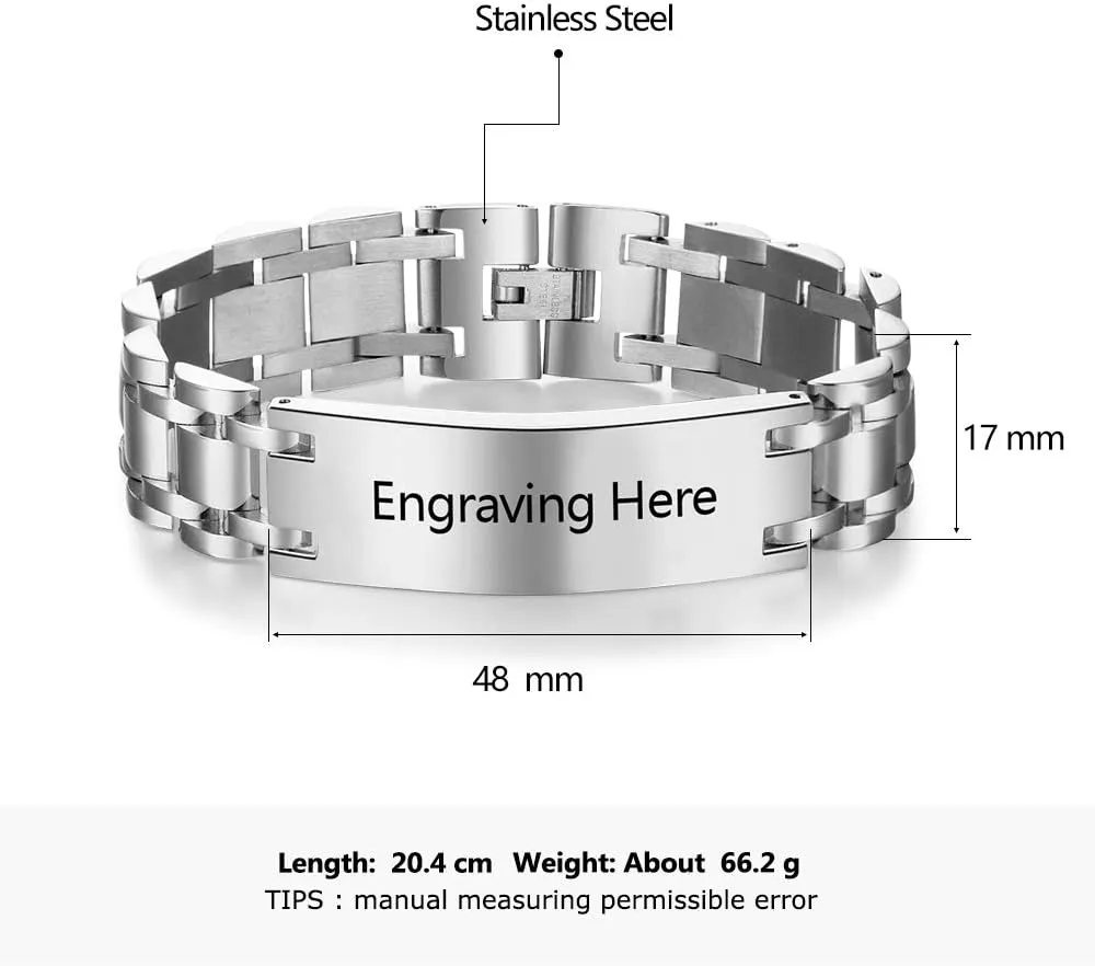 Personalized Men Stainless Steel Bracelets Custom Name Engraved Bracelets Wrist Bangle Bracelets for Mens