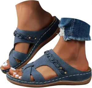 Platform Sandals Women Open Toe Comfort Yoga Mat Wedge Sandals Summer Trendy Thick Sole Slip on Platform Bohemian Shoes Dressy