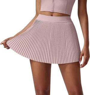 Plus Size Skirt for Sports High Elastic Waist Trendy A-Line Pleated Casual Athletic Yoga Skirts with Pockets Shorts