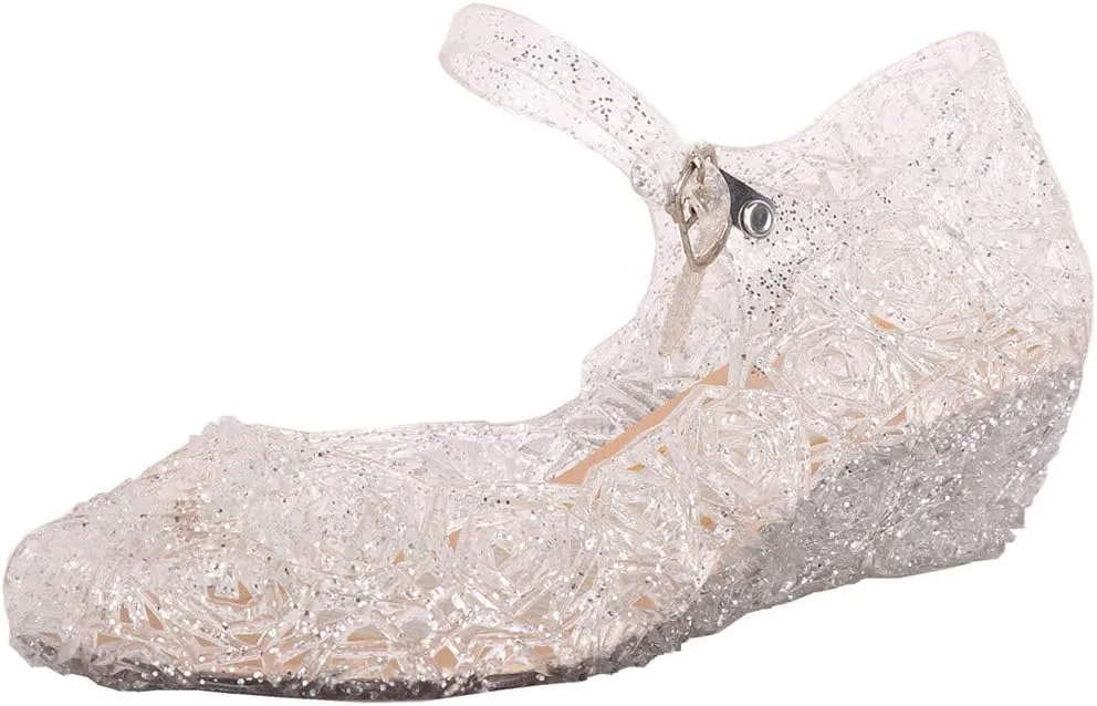 Princess Jelly Sandals for Girls Toddler Dress Up Shoes Cosplay Sandals Summer Cute Glitter Black School Shoes for Boys