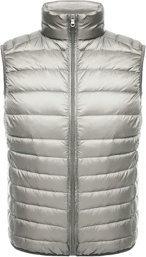 QWENTMTNTY Mens Puffer Vest Winter Lightweight Packable Padded Down Vests Outerwear Classic Warm Travel Outdoor Vest Jackets