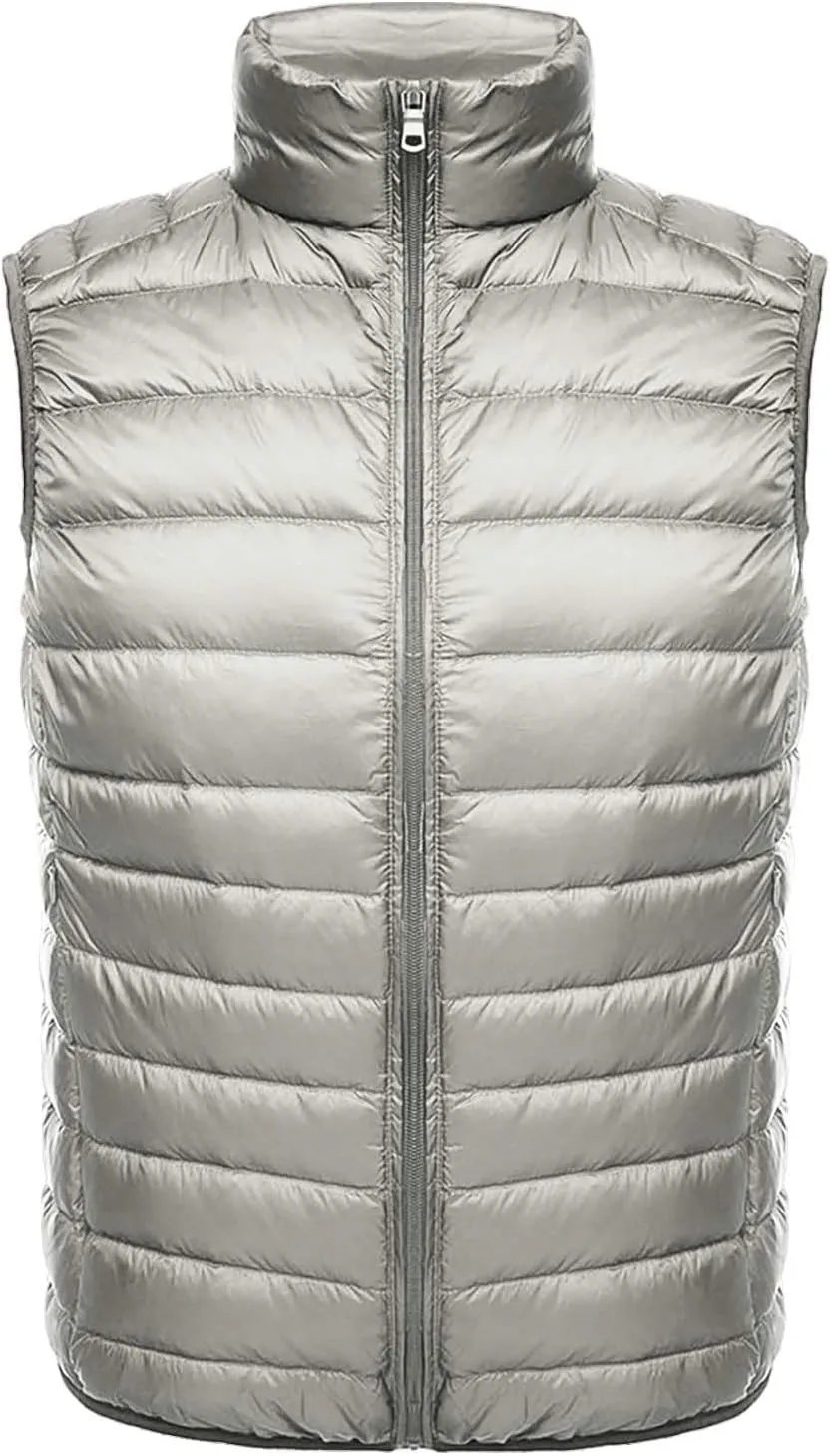 QWENTMTNTY Mens Puffer Vest Winter Lightweight Packable Padded Down Vests Outerwear Classic Warm Travel Outdoor Vest Jackets