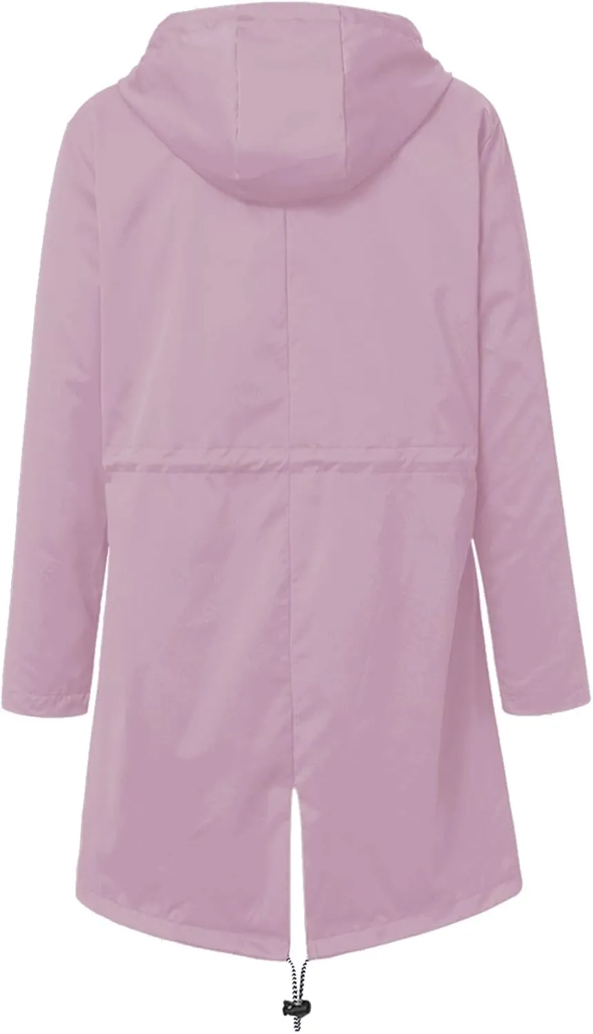Rain Jacket For Women 2025 Spring Lightweight Waterproof Raincoat Windbreaker Outdoor Hooded Trench Coat