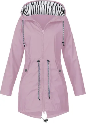 Rain Jacket For Women 2025 Spring Lightweight Waterproof Raincoat Windbreaker Outdoor Hooded Trench Coat