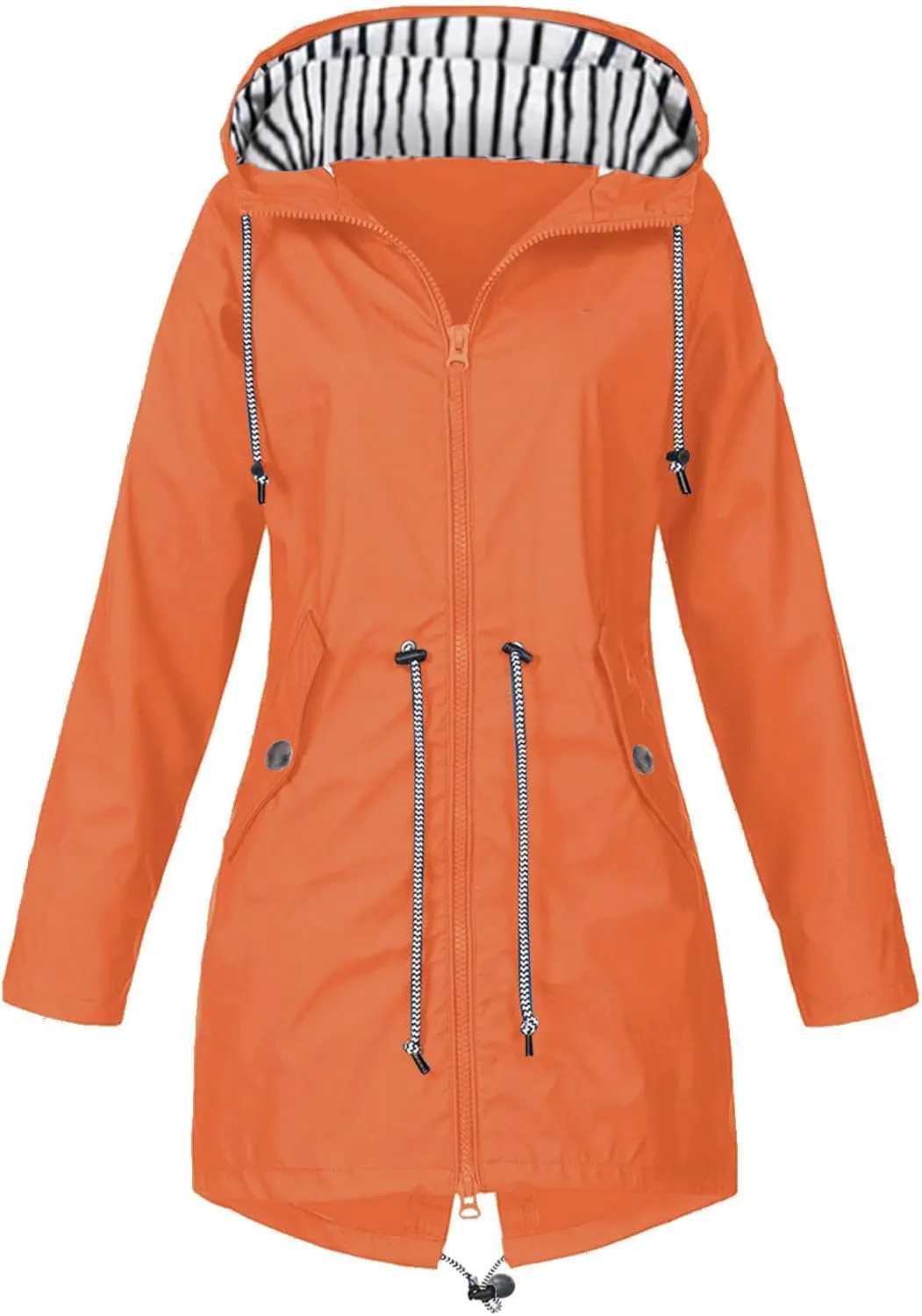 Rain Jacket For Women 2025 Spring Lightweight Waterproof Raincoat Windbreaker Outdoor Hooded Trench Coat