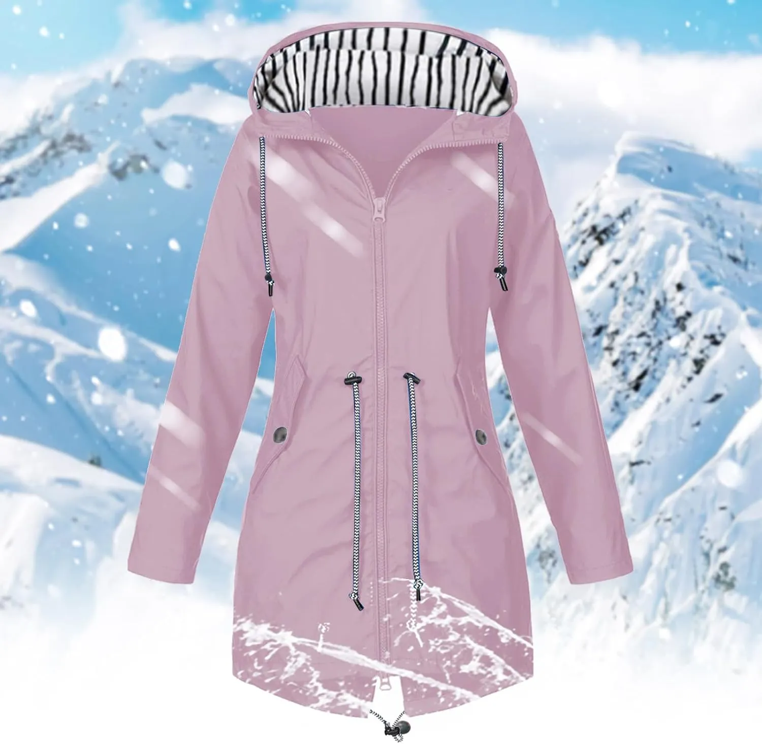 Rain Jacket For Women 2025 Spring Lightweight Waterproof Raincoat Windbreaker Outdoor Hooded Trench Coat