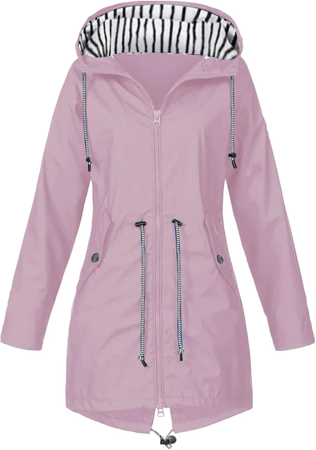 Rain Jacket For Women 2025 Spring Lightweight Waterproof Raincoat Windbreaker Outdoor Hooded Trench Coat
