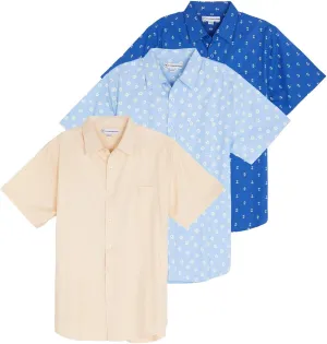 Real Essentials 3 Pack: Men's Regular-Fit Short-Sleeve Poplin Shirt (Available in Big & Tall)