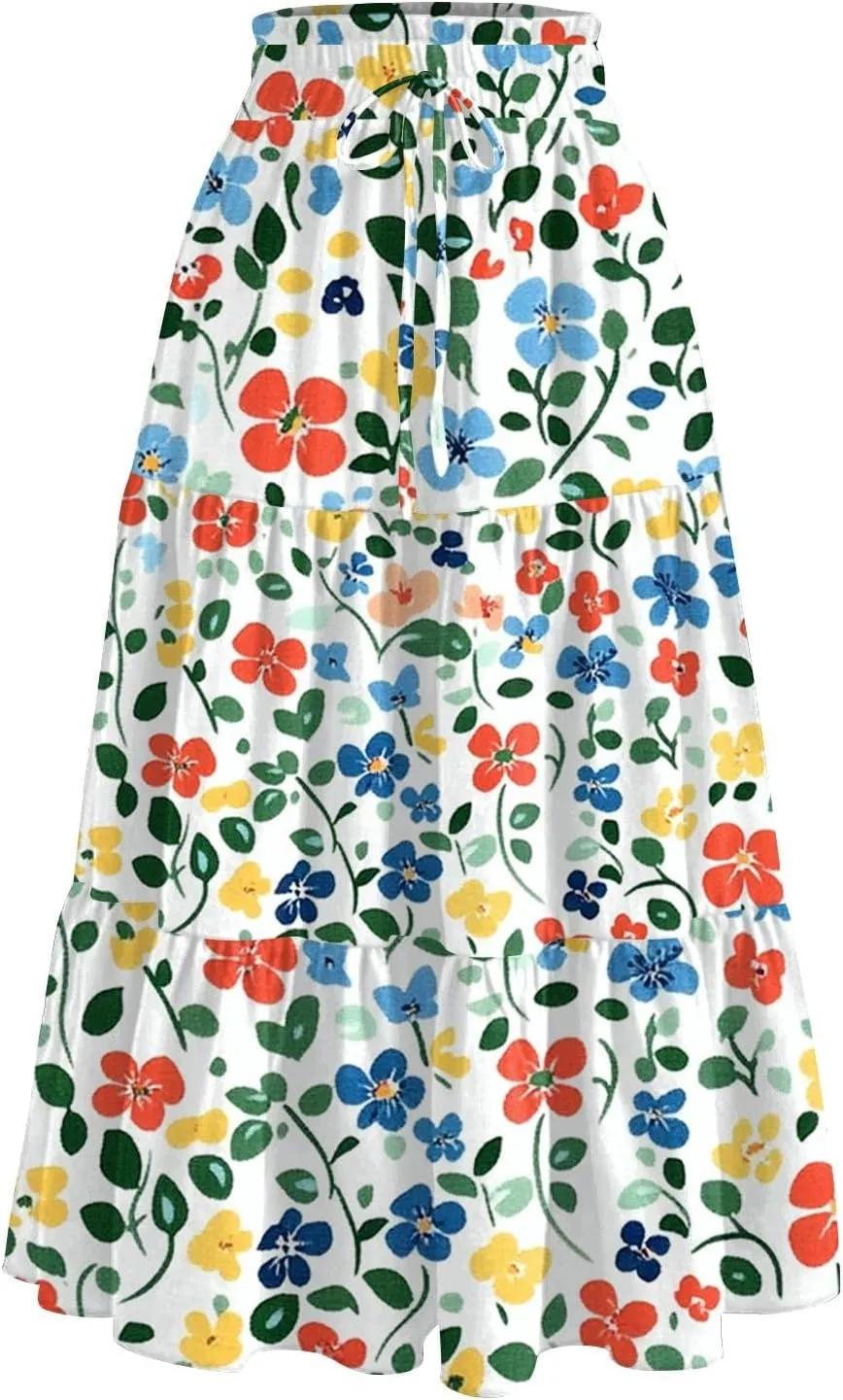Renaissance Maxi Skirt for Women Boho Flowy Long Skirt High Waist A-Line Design