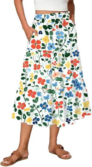 Renaissance Maxi Skirt for Women Boho Flowy Long Skirt High Waist A-Line Design