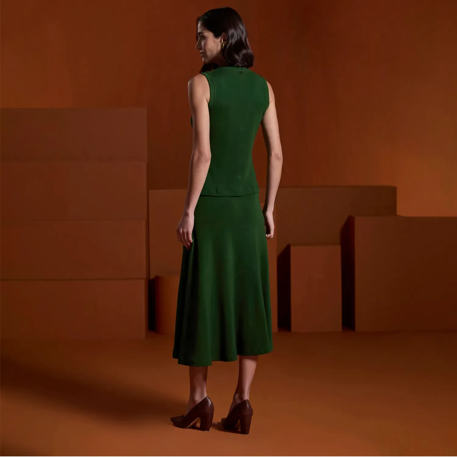 Ribbed Midi Skirt
