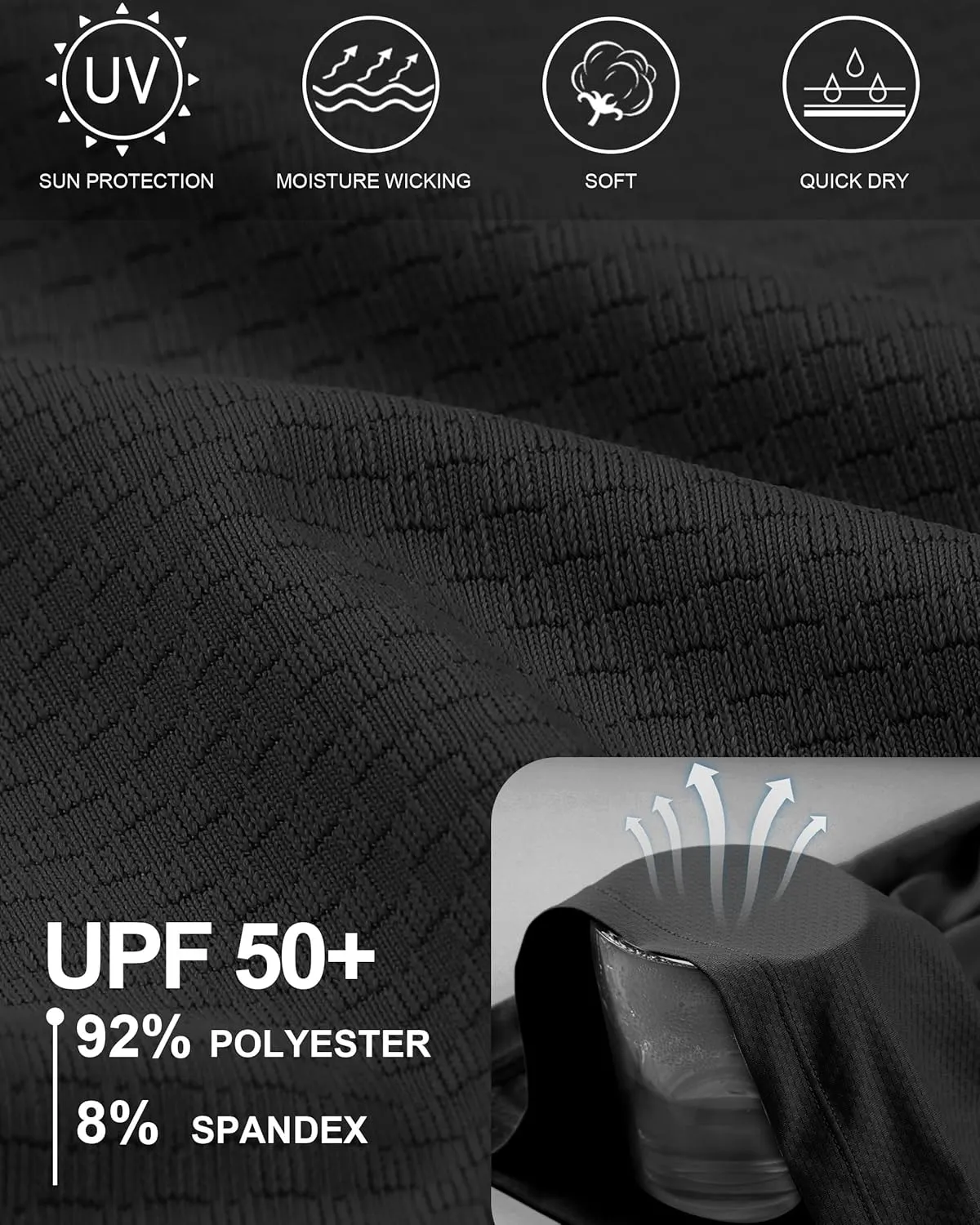 Roadbox Men's Rash Guard Short Sleeve, UPF 50  UV Sun Protection Water T-Shirts, Cool Dry Swim Shirts for Surf Beach Fishing