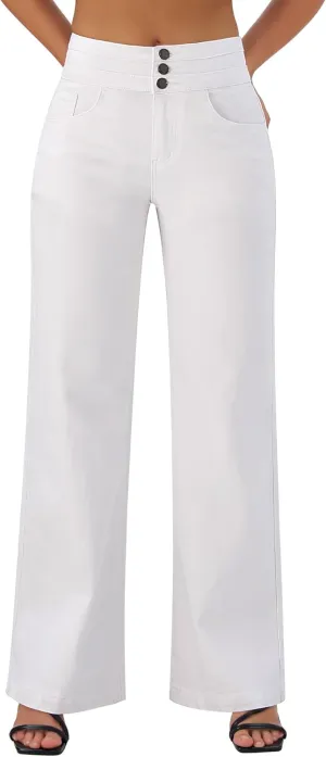 roswear Women's Wide Leg High Waisted Jeans Stretchy Trendy Denim Jeans