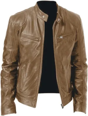RTRDE Men's Jacket Stand Collar Leather Jacket Motorcycle Pu Faux Jacket Winter Outwear Coat Jacket, S-4XL